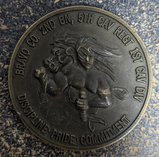 Challenge Coin Discipline Pride Commitment Bravo Co. 2nd BN, 5th Cav Regt 1st Cav Div (CHCC-25Jul10)