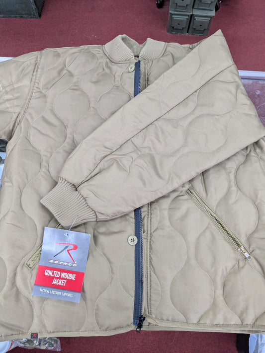 FLOX - Medium 'Woobie Smoker Jacket' Coyote Field Jacket Liner w/ Buttons, Zipper, Cuffs, Pockets