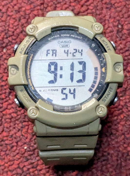 Casio AE 1500 Waterproof 10 Bar, Chronograph Digital Watch Sand/Coyote (DB2-26Apr45)