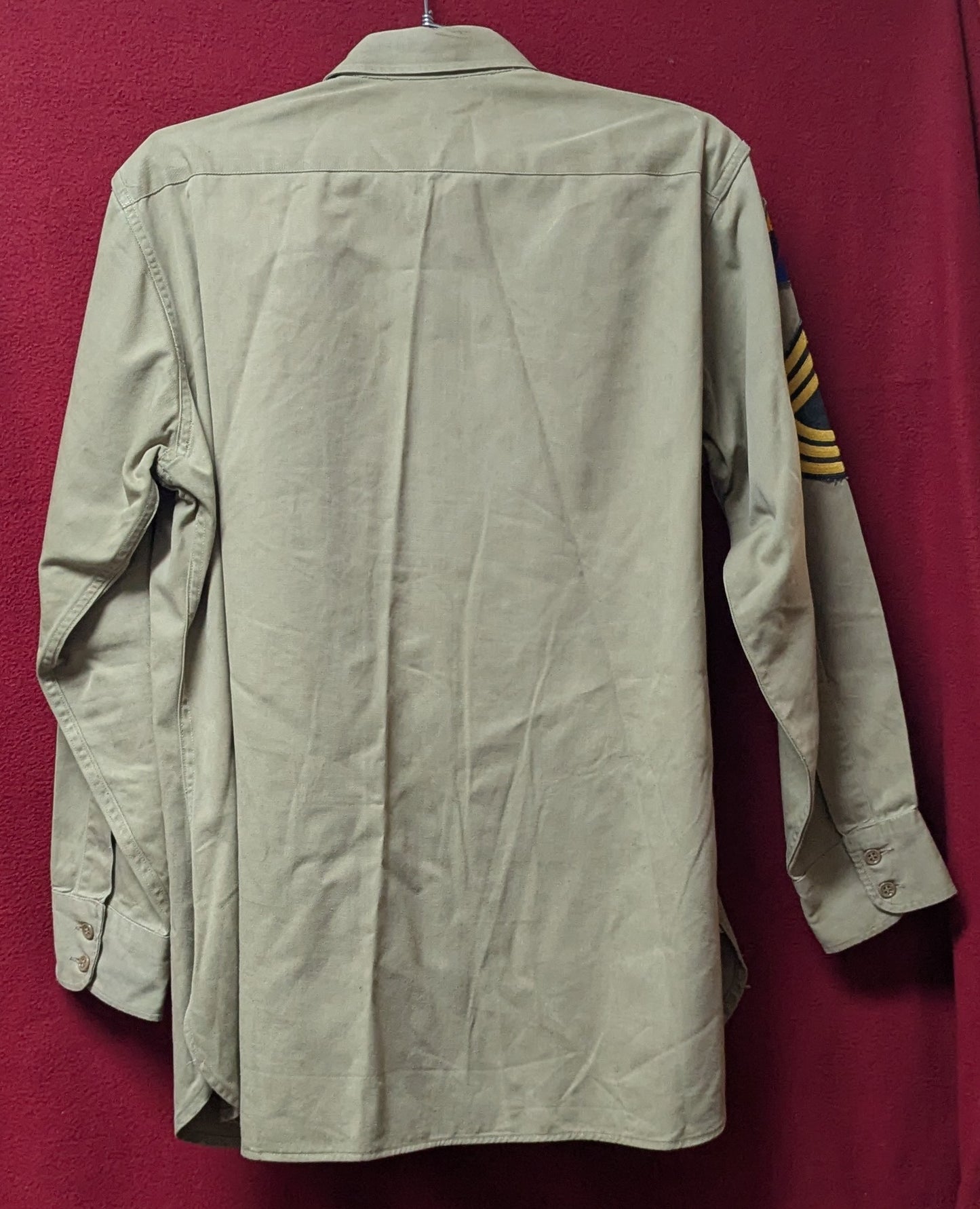 Vintage US Army Korean War Era Khaki Long-sleeved Button Down 16x32  (FB15-26Feb68)