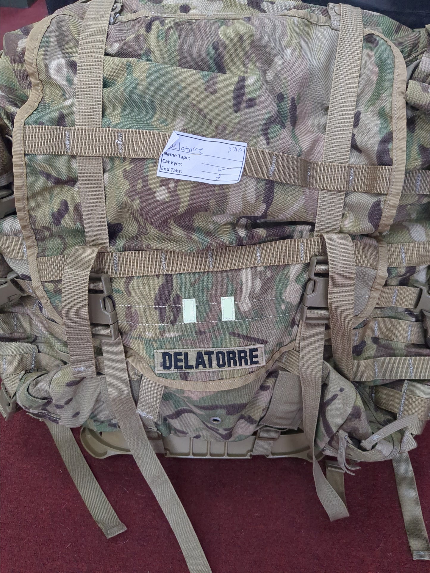 *Delatorre / Derival* MAIL-IN -  Post "Ranger Ready" OCP Large Molle II Ruck w/ The Gibson Configuration w/ Name Tape & Cat Eyes