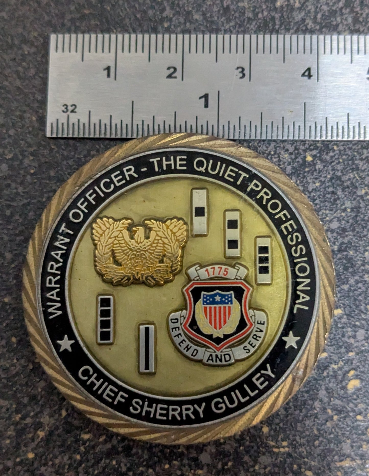 Challenge Coin U.S. Army NCO Corps & Warrant Officer Personalized Challenge Coin- Chief Sherry Gulley (26Jun36)