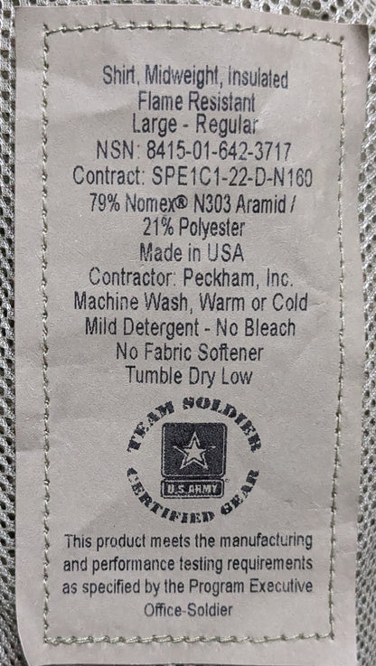 NOS Team Soldier Peckham Midweight Insulated Shirt Flame Resistant size Large (ab16-25Jun3)