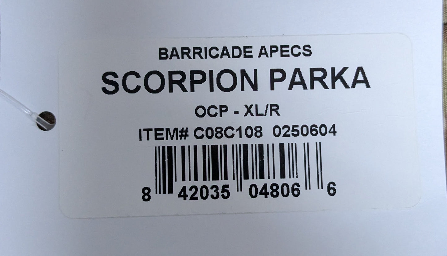 NWT Barricade APECS Scorpion Parka OCP/Multicam XL/R (DB2-25Sep82)