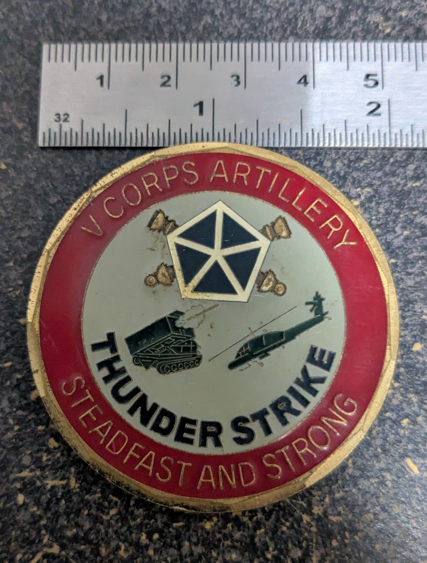 Challenge Coin V Corps Artillery "Thunder Strike" Command Team For Excellence (26Jul01)