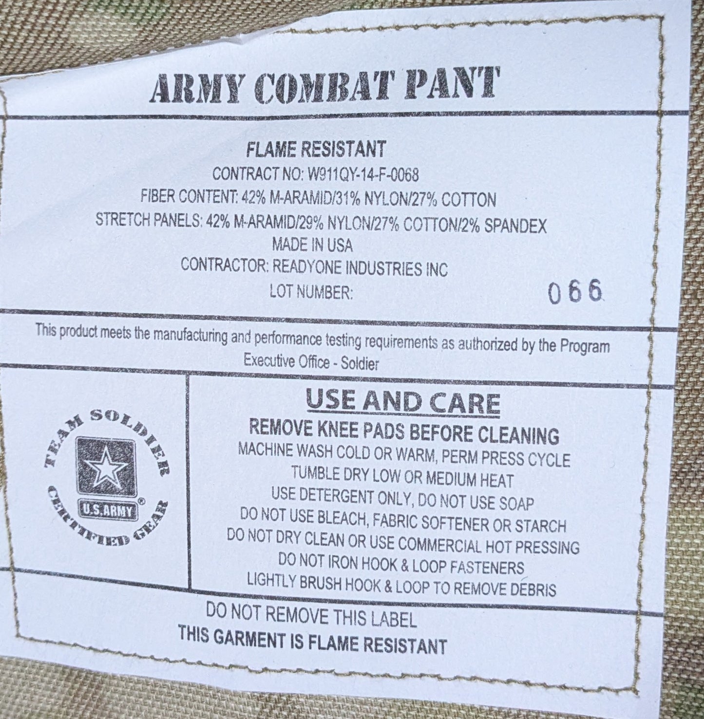 NOS Army Combat Pant OCP Multicam Large Short (AA03-26Jan09)