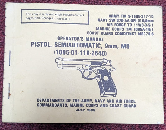 Operators Manual Pistol, Semiautomatic, 9MM, M9 (DA10-25Aug06)