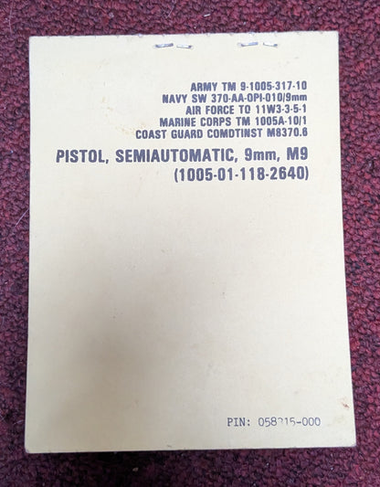 Operators Manual Pistol, Semiautomatic, 9MM, M9 (DA10-25Aug06)