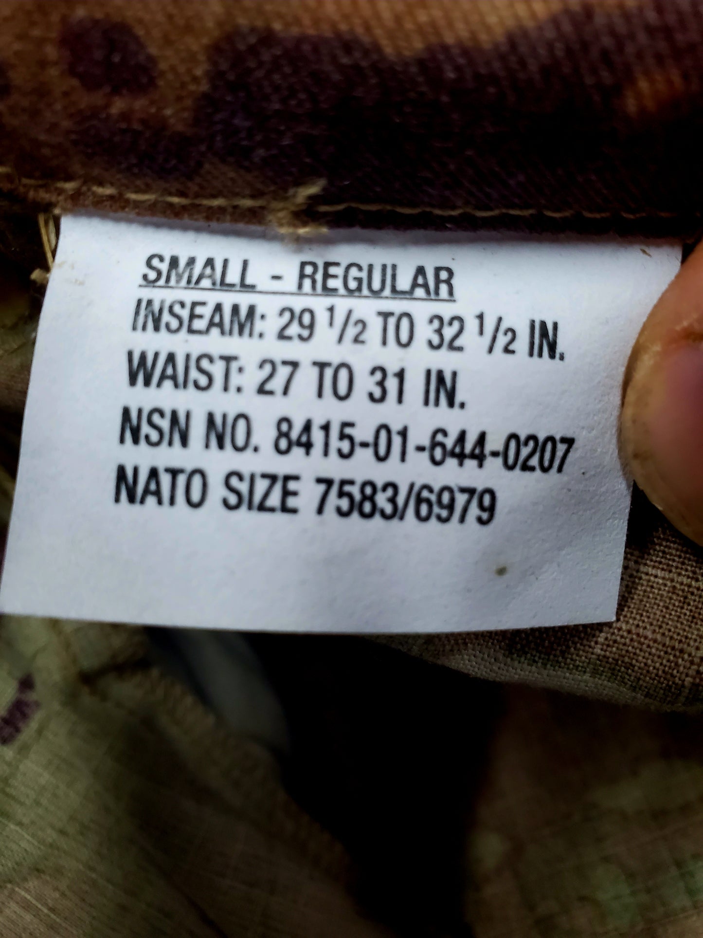 NWT US Army Deployment Small Regular FRAC Combat Pants w/ knee pad pockets