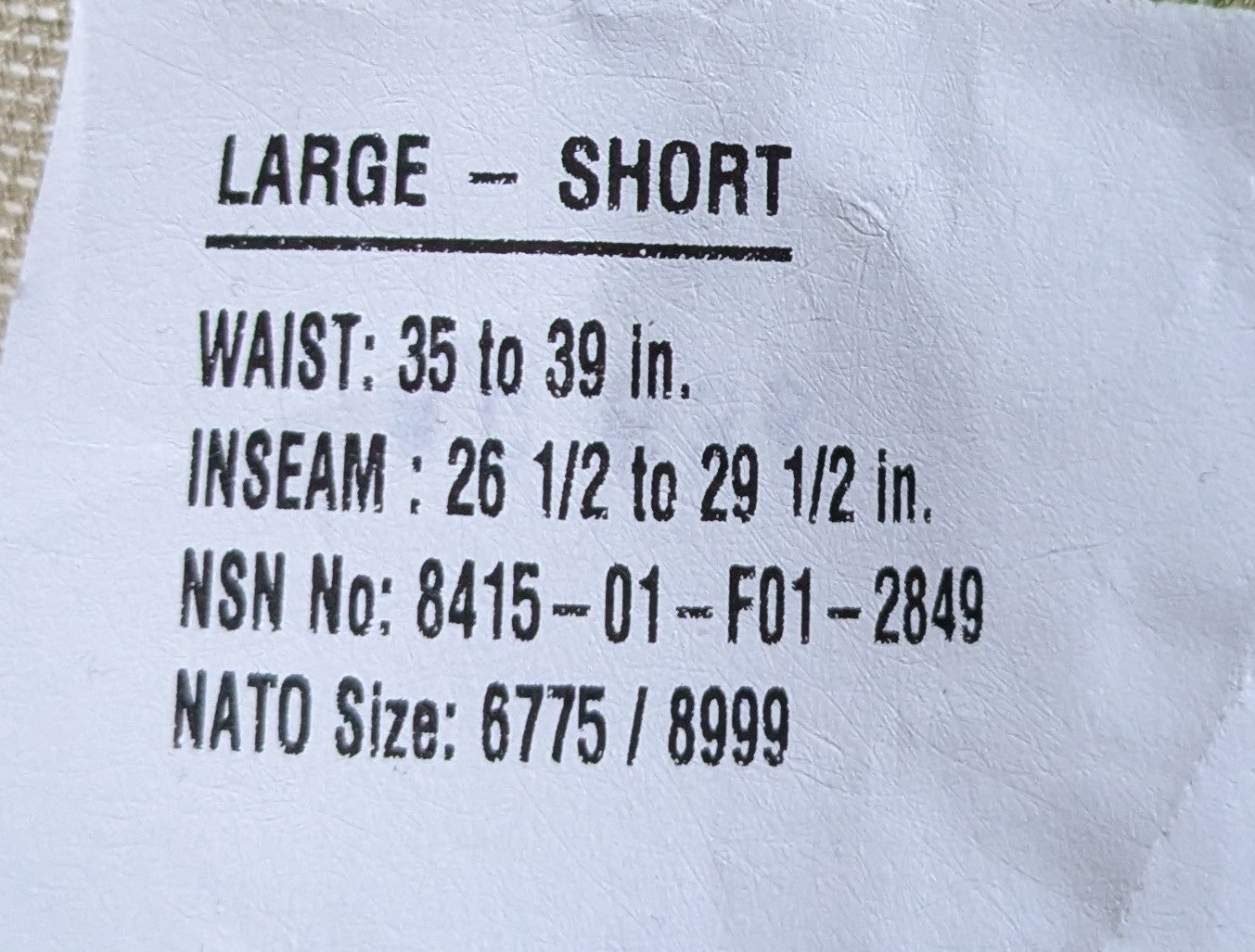NOS Army Combat Pant OCP Multicam Large Short (AA03-26Jan09)