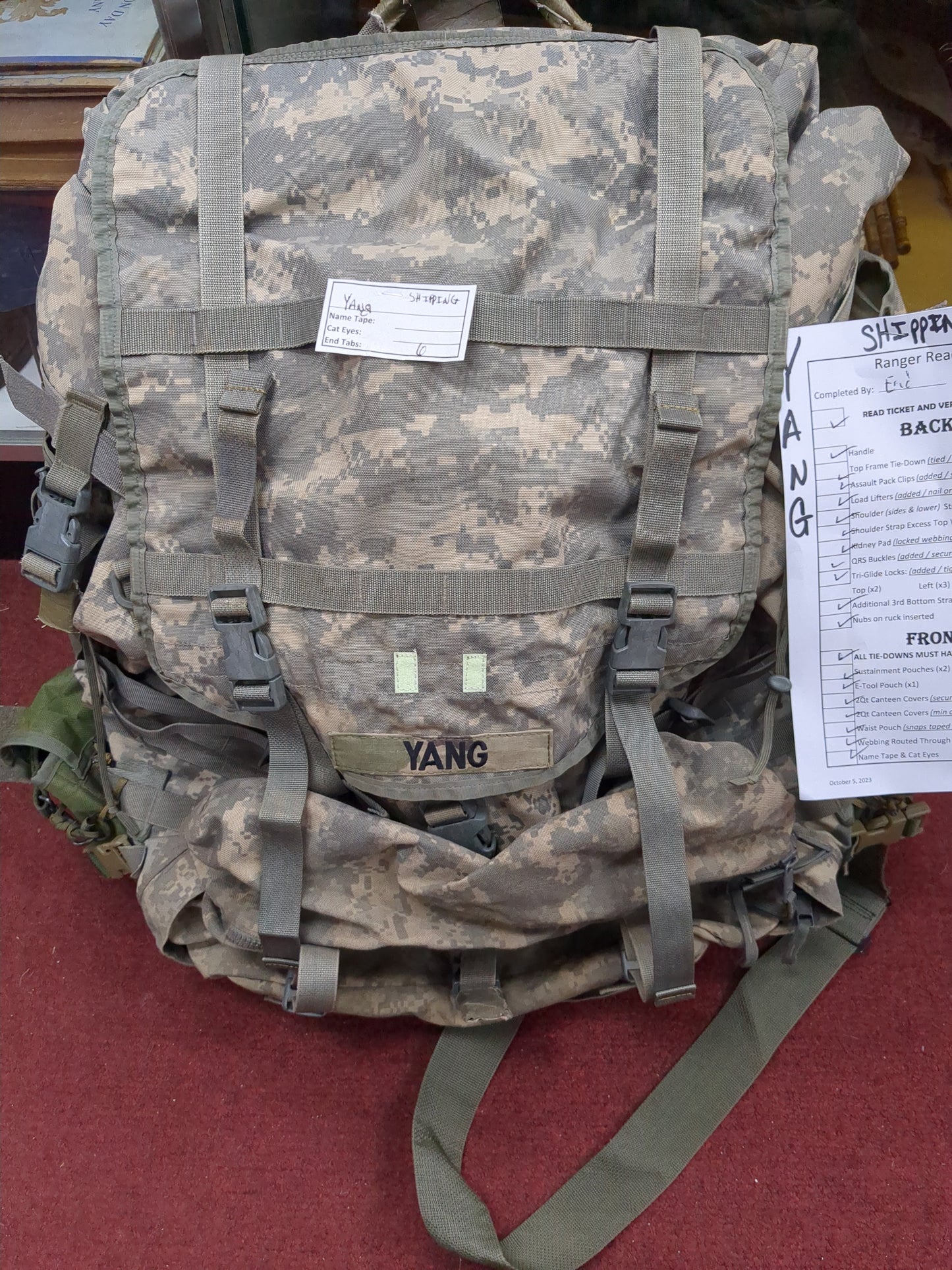 Yang  - Customer Ship Out 'Ranger Ready' ACU Molle II Ruck