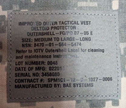 NOS ACU Improved Outer Tactical Vest Deltoid Protector Outershell (CB01-25APR54)