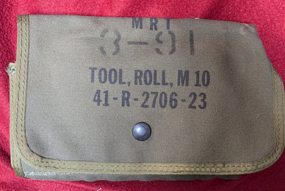 1940’s/1950Vintage Canvas M10 Tool Roll WWII/Korean War (26Jun05)