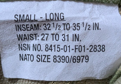 Small Long US Army Deployment Frac Combat Pants w/ Knee Pad Pockets (26Dec02)