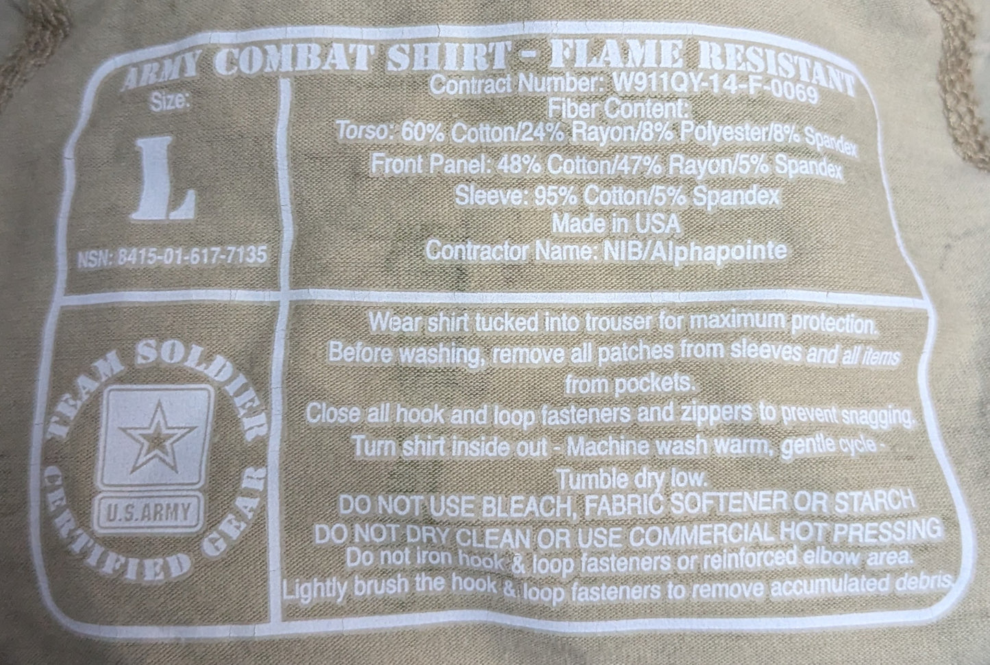 NOS OCP Army Combat Shirt Large (26Jun24)