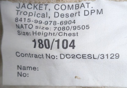British Army Combat Jacket Tropical Desert DP (AB16-25Jul76)