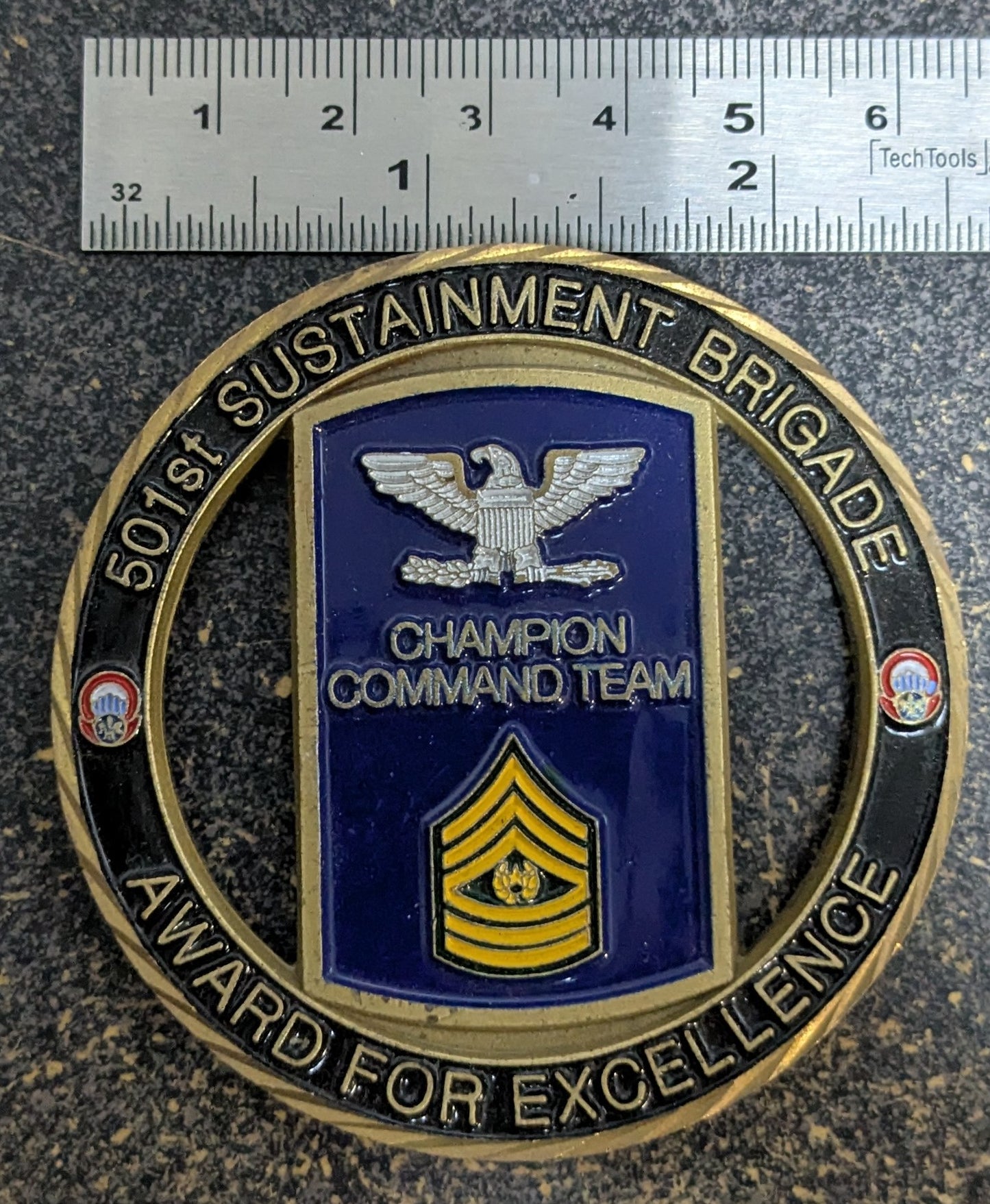 Challenge Coin 501st Sustainment Brigade Champion Command Team, Award for Excellence (CHCC-26May28)