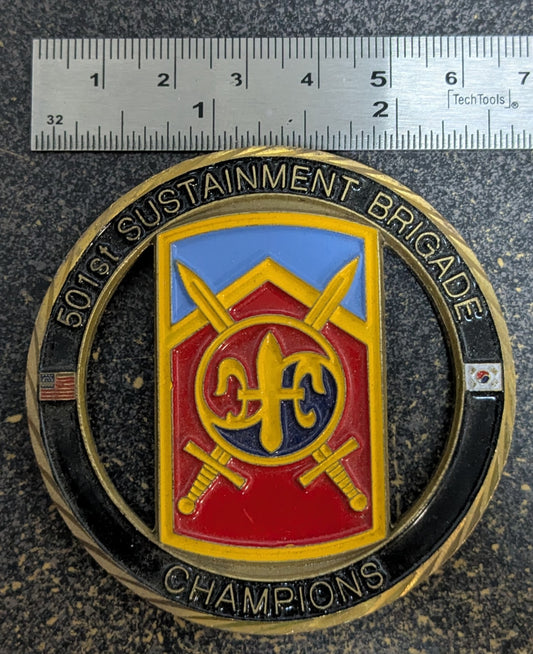 Challenge Coin 501st Sustainment Brigade Champion Command Team, Award for Excellence (CHCC-26May28)