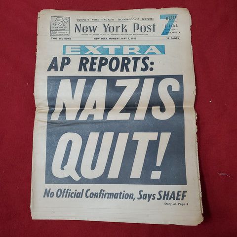 "NAZIS QUIT!" 1945 May 7 -- New York Post (MagBx)