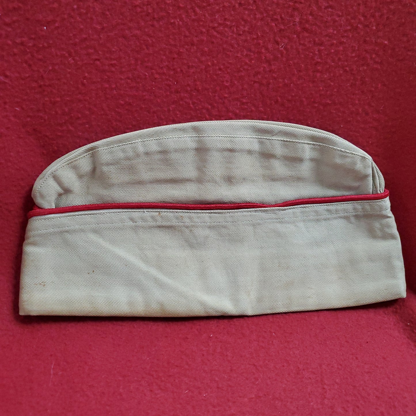 Vintage Men's Army Khaki Red Military Garrison Cap (BB04-18a-34)