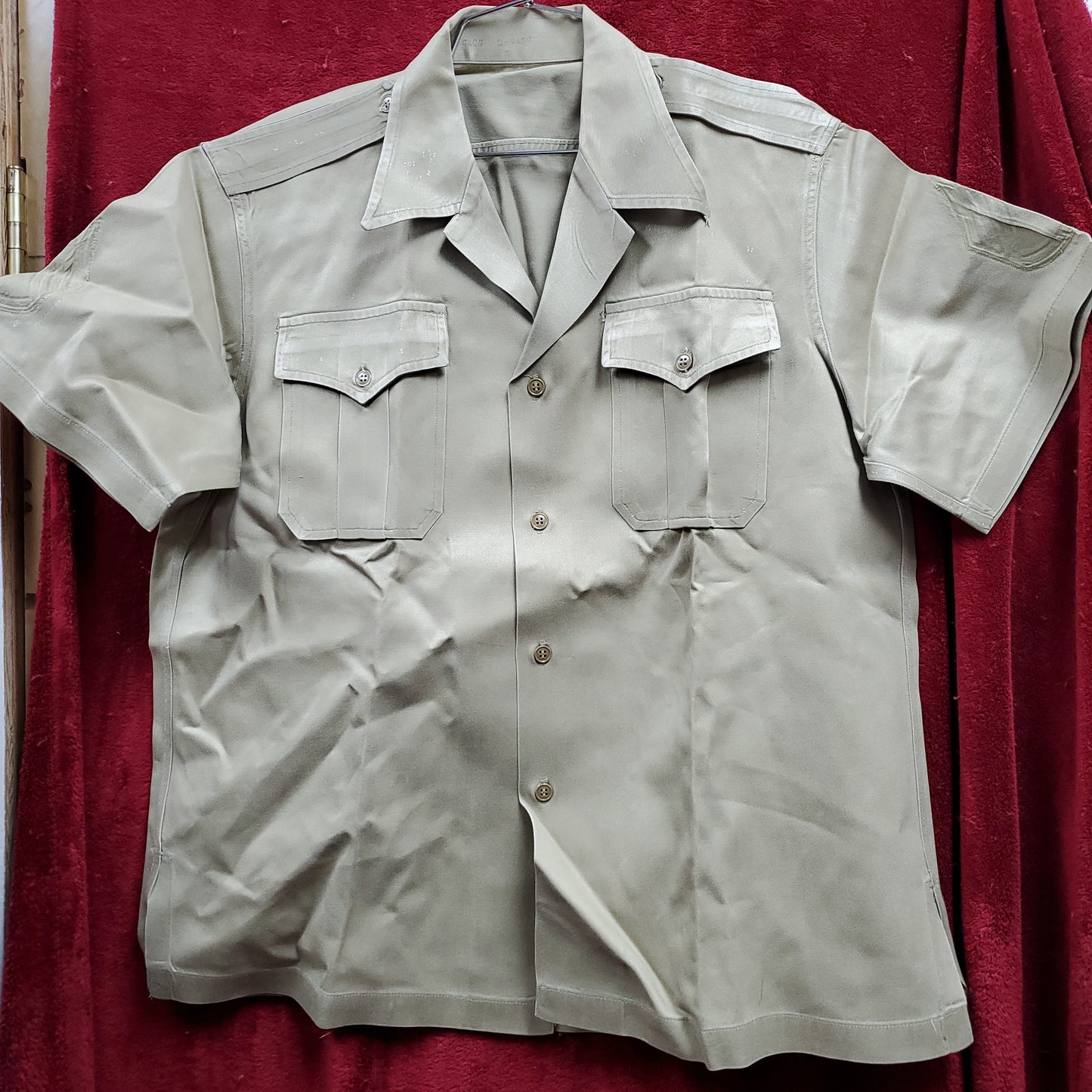 Vintage Army Khaki Short Sleeve Shirt Top Jacket Uniform (BB12-47)
