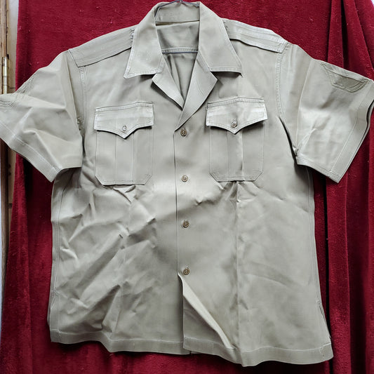 Vintage Army Khaki Short Sleeve Shirt Top Jacket Uniform (BB12-47)
