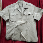 Vintage Army Khaki Short Sleeve Shirt Top Jacket Uniform (25a47)