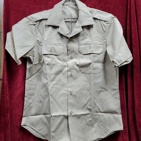 Vintage 1977 Army 28" Khaki Tan Short Sleeve Shirt Top Jacket (25a46)