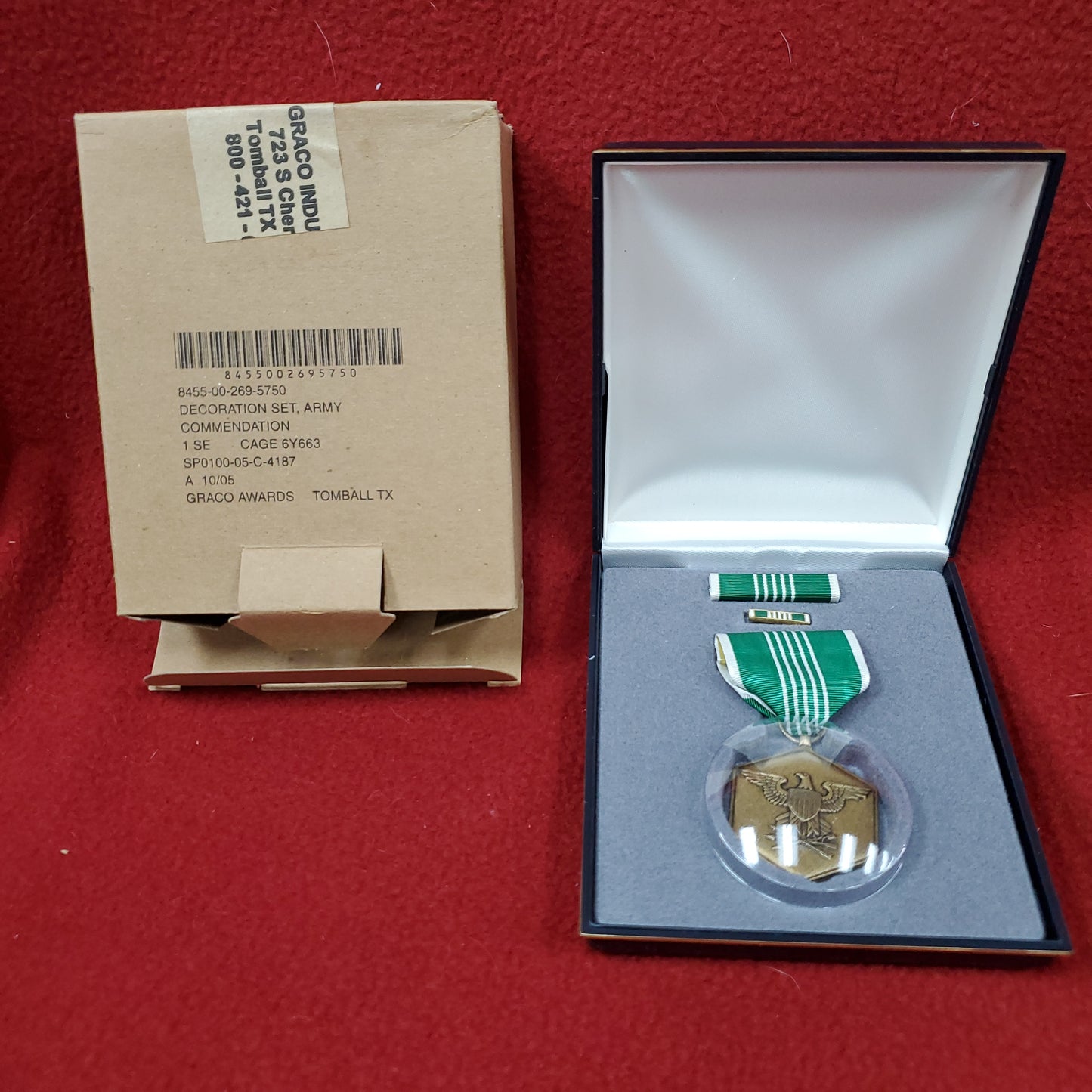 US Military Army Commendation Lapel Pin Ribbon Box Set Army (dc17)