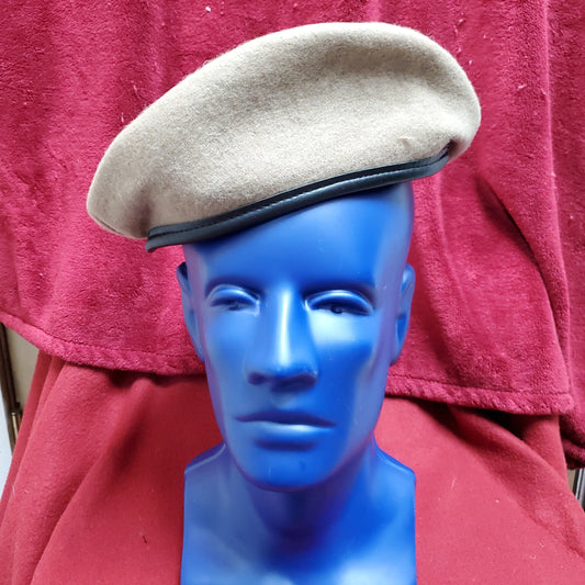 VINTAGE Bancroft Military 7 5/8 Tan Wool Beret Uniform Army (fb03-18)