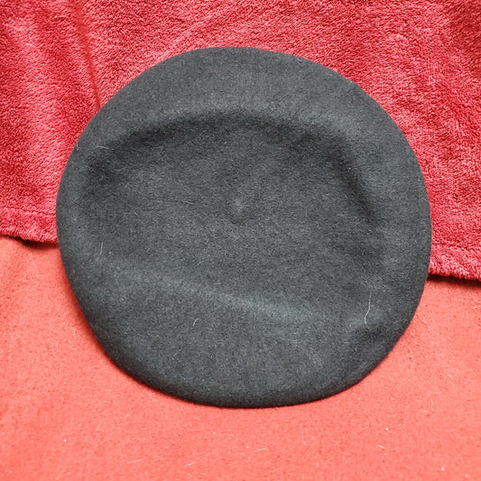 VINTAGE Bancroft Military 6 5/8 Black Wool Beret Uniform Army (fb03-32)