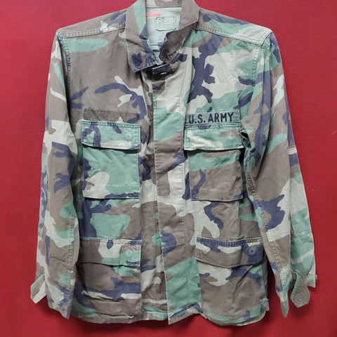 US Army Small Regular BDU Woodland Camo Top Jacket Uniform (07s8)