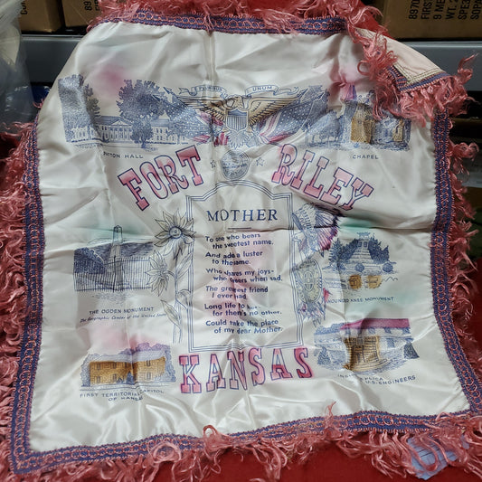 Vintage Fort Riley Kansas Throw Pillow Cover (aa11-16)