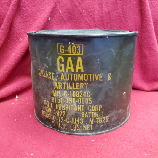 VINTAGE 1972 GAA 5lbs Grease Automotive Artillery Lubricant (26s ac09-25)