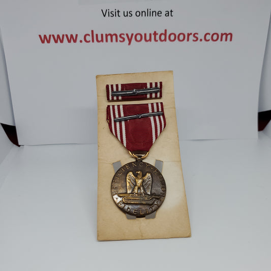 VINTAGE Engraved US Military "FOR GOOD CONDUCT" Medal Ribbon Set 'Edward M. Phillips' (1mrp16)