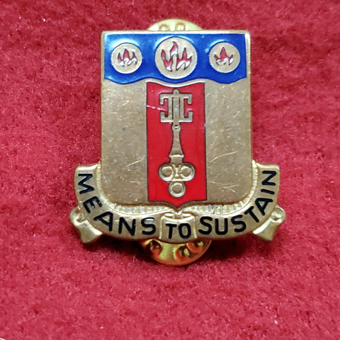 VINTAGE US 35th Support Battalion "MEANS TO SUSTAIN" Pin Crest DUI Unit (01o80)