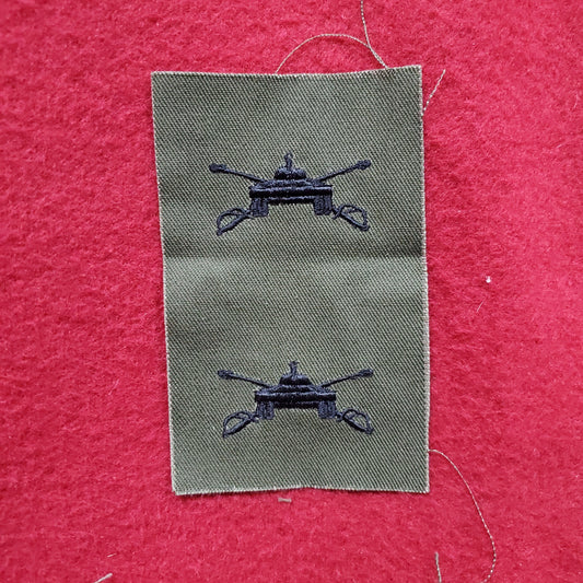 VINTAGE Pair US Army ARMOR OFFICER Sew On OD Olive Drab Vietnam Era BDU Woodland (03o31)