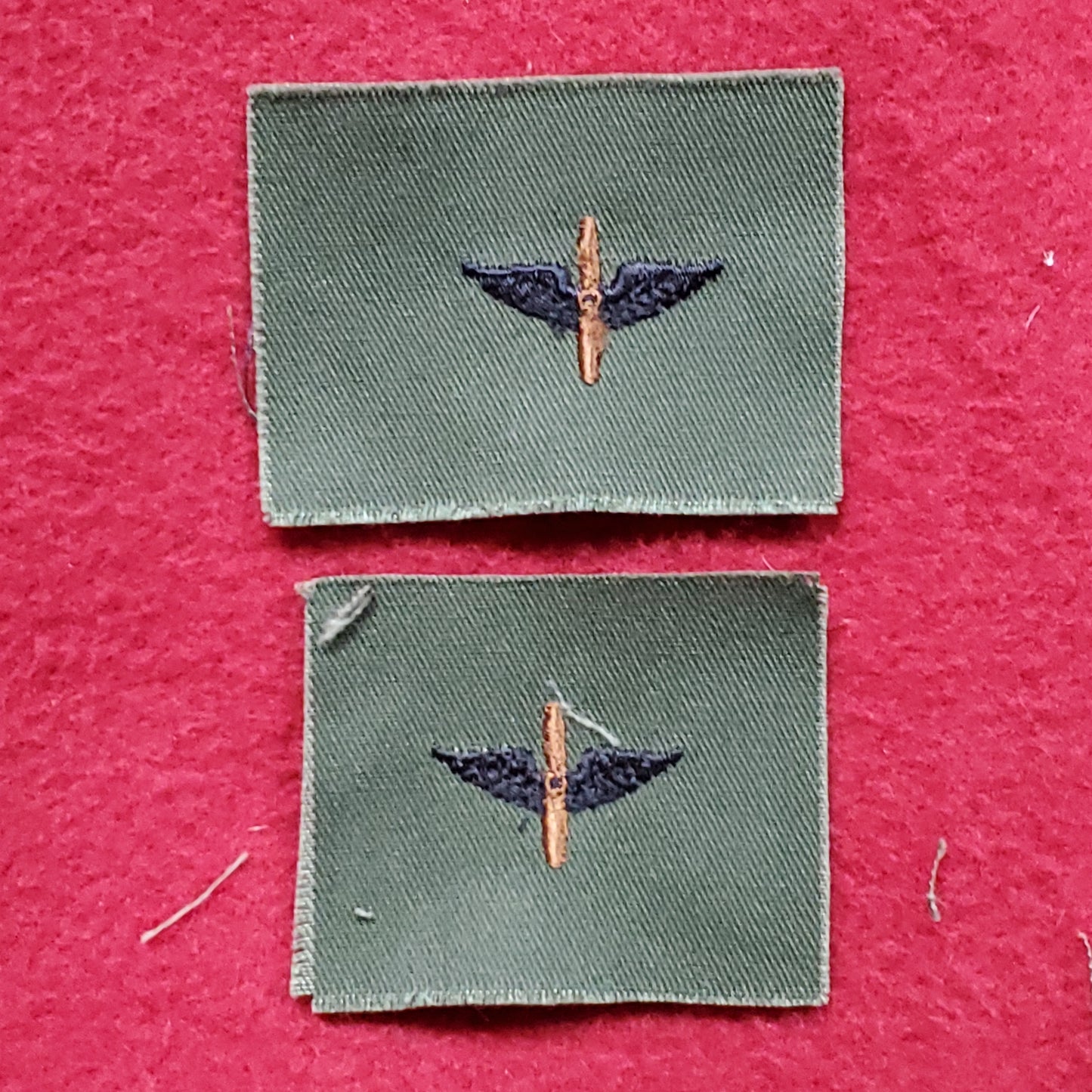 VINTAGE Pair US Army CIVIL AIR PATROL Sew On OD Olive Drab Vietnam Era BDU Woodland (03o28)