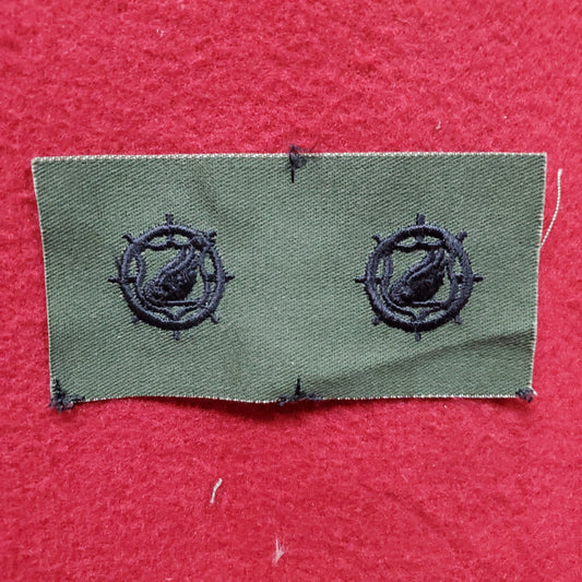 VINTAGE pair US Army TRANSPORTATION CORPS Sew On Vietnam OD Olive Drab Era BDU Woodland (03o30)