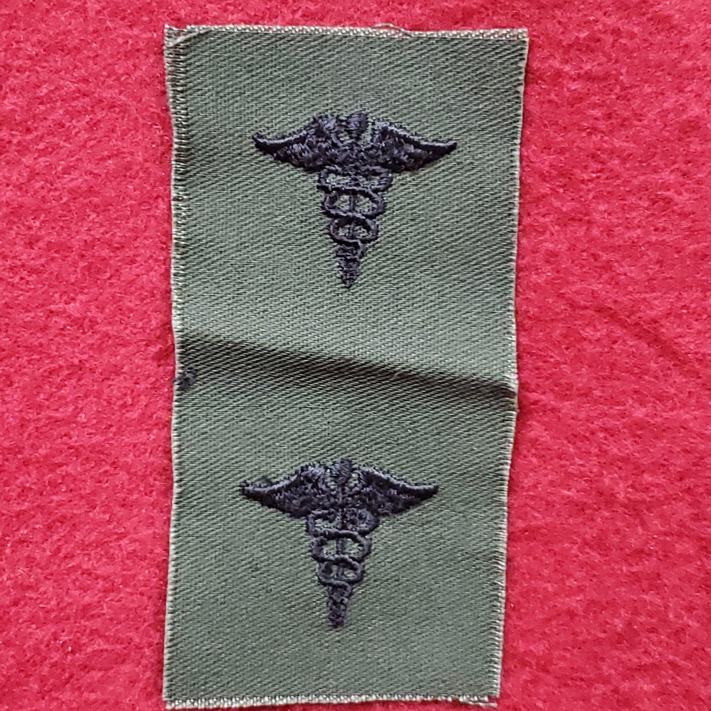 VINTAGE pair US Army MEDIC Sew On Vietnam OD Olive Drab Era BDU Woodland (03o34)
