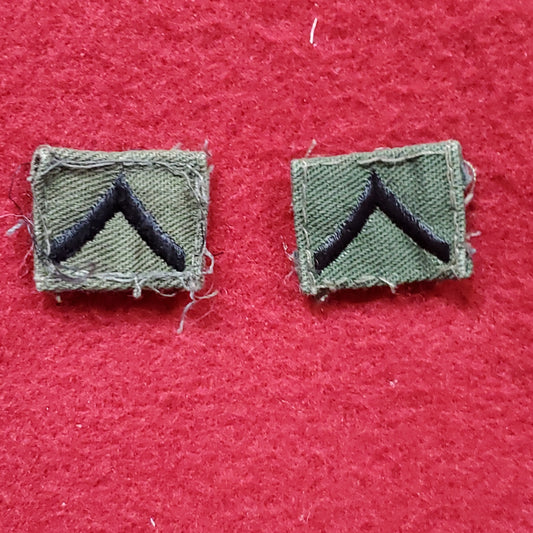 Set of US Army PRIVATE Collar Rank PV2 Sew On OD Black Woodland (bu01-sp6)