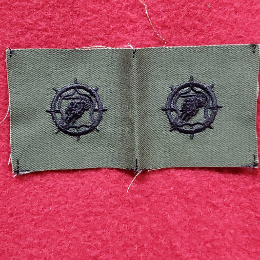 VINTAGE US Army PAIR of TRANSPORTATION Patch Sew On OD Olive Drab Black Subdued (05o40)