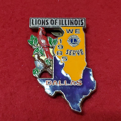 VINTAGE 1985 DALLAS Illinois Lions Club International Convention Pin (06o24)