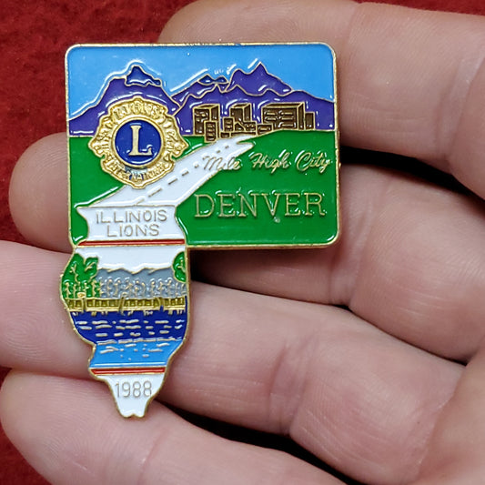 VINTAGE 1988 DENVER Illinois District 1-H Lions Club International Convention Pin (06o36)