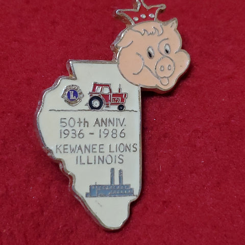 VINTAGE 1936-1986 Kewanee IL 50th ANNIVERSARY Lions Club International Pin (06o48)