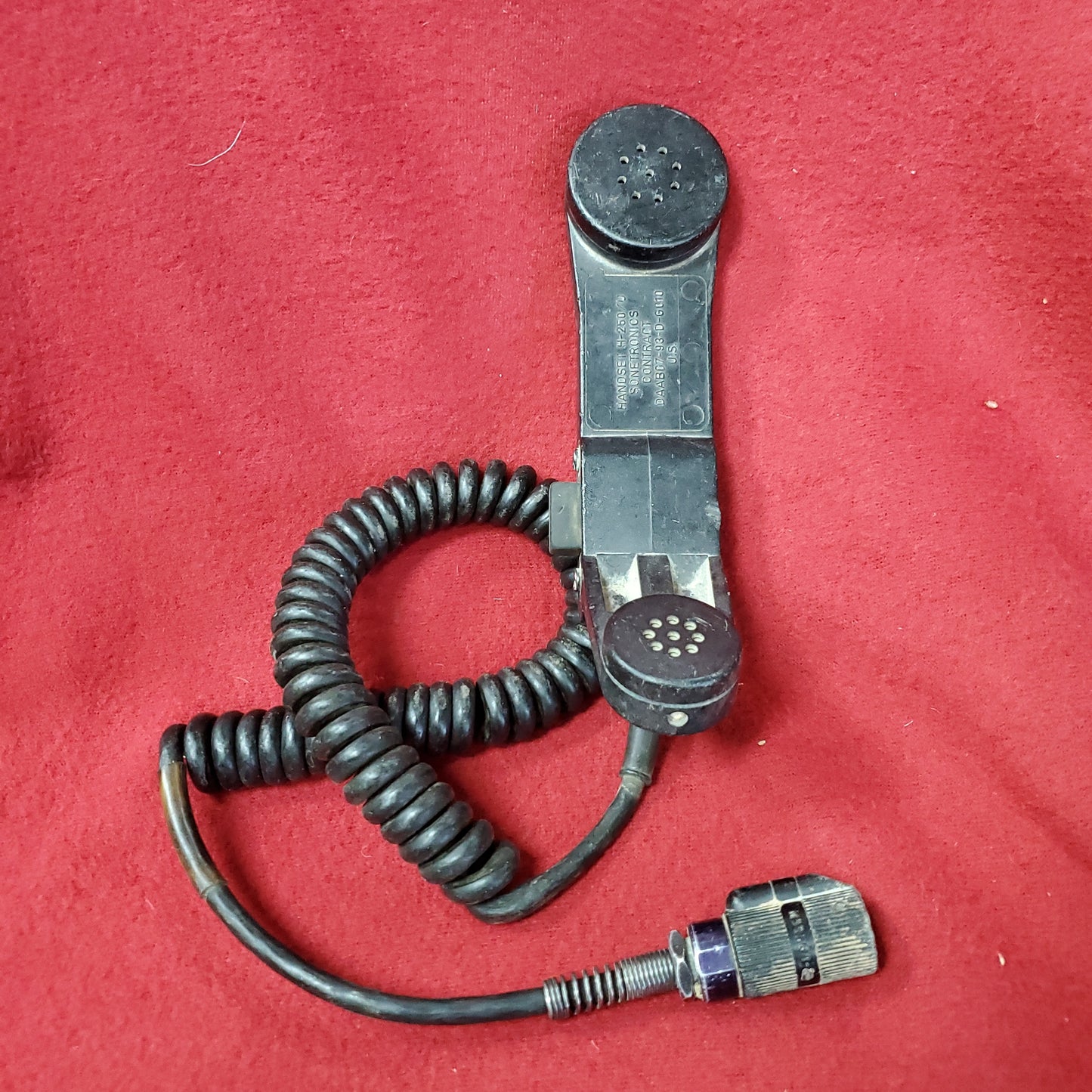 VINTAGE US Army Handset H-250/U Sonetronics DAAB07-93-D-G010 5 Pin (fc02-18)