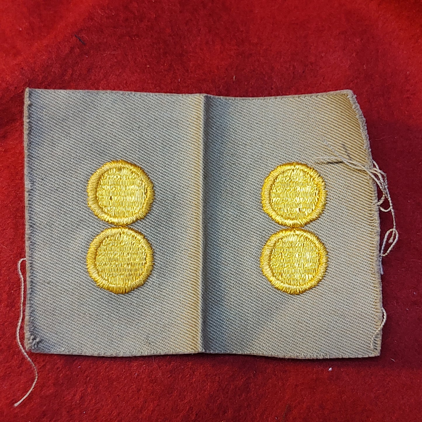 PAIR VINTAGE US Army ROTC CADET 1st LIEUTENANT RANK White Sew On (15CR36)