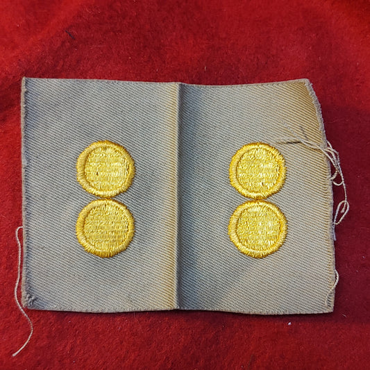 PAIR VINTAGE US Army ROTC CADET 1st LIEUTENANT RANK White Sew On (15CR36)