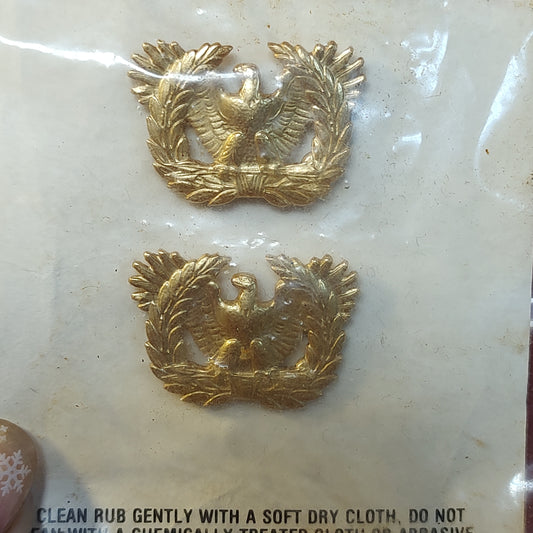 VINTAGE US Army WARRANT OFFICER COLLAR PINS PAIR Gold Badge Pin (15CR47)