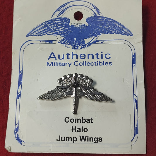 VINTAGE US Army COMBAT HALO JUMP WINGS Badge Pin (18CR7)
